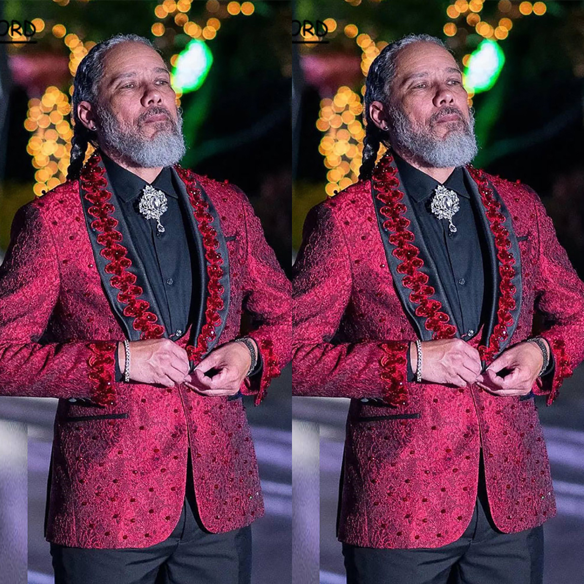 Dark Red Groom Wear Men Wedding Tuxeods 3D Flowers Shawl Lapel Jacket With Black Pants 2 Piece Business Prom Party Suits