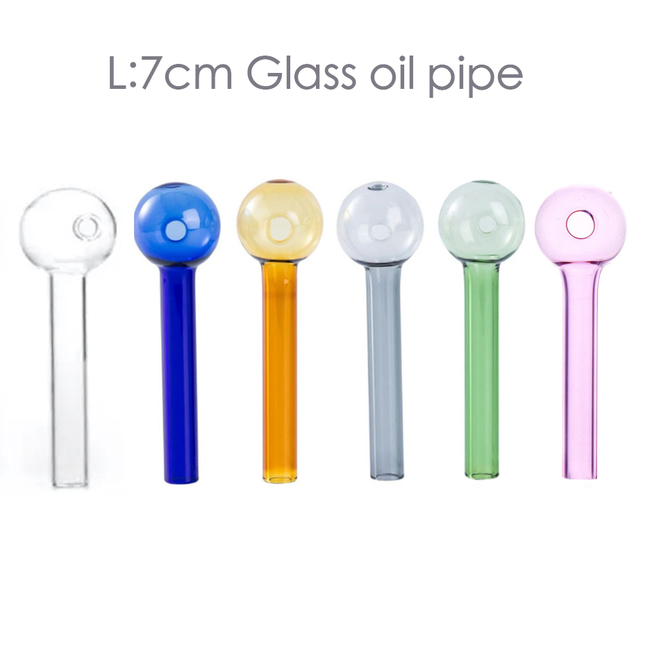 Wholesale mini 7cm colorful glass oil burner pipe Straight Pyrex thick heady smoking tube nail pipes for smoking