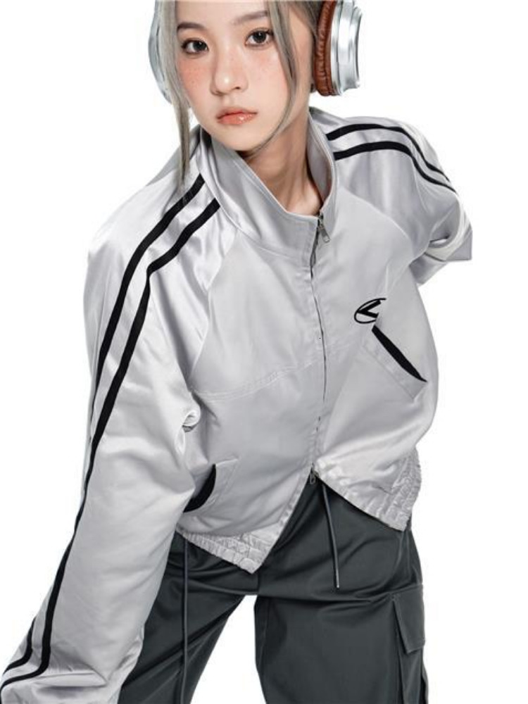 Women's Jackets Y2k Sexy Girls Jackets Streetwear Aesthetic All Match Double Zipper Korean Fashion Tops Vintage Patchwork Coats Women Harajuku 23