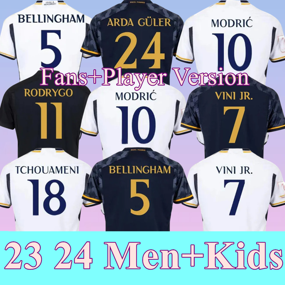 2023 BELLINGHAM VINI JR soccer jerseys Real Tchouameni 23 24 football shirt CAMAVINGA Madrids ALABA Rodrygo JOSELU SLEEVE Camisetas men kids uniforms fans player