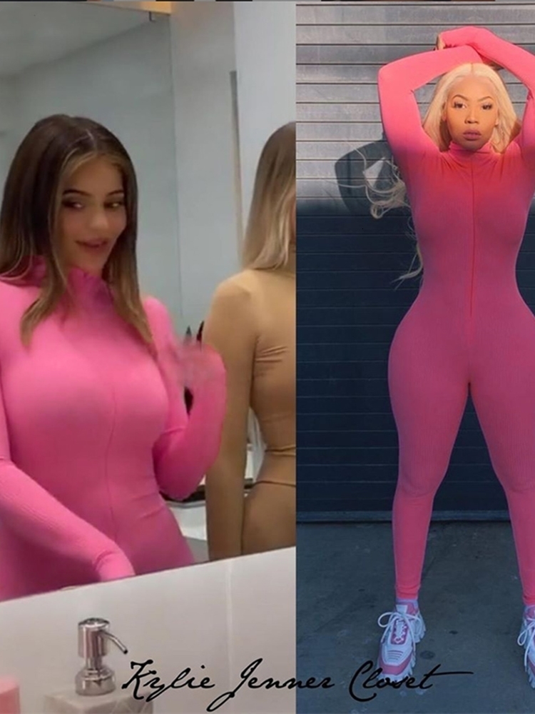 Women's Jumpsuits Rompers Sisterlinda Zipper Sexy Turtleneck Fitness Jumpsuit Women Full Sleeve Slim Rompers Ladies Autumn Skinny Playsuit Mujer 