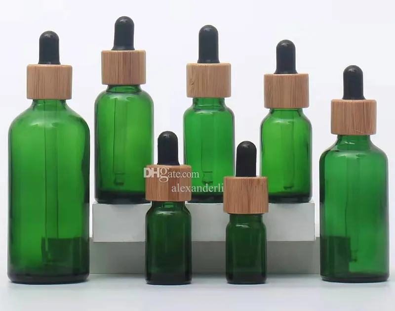 wholesale Frosted Glass Dropper Bottle Amber White Black Blue Green With Bamboo Cap 1oz Essential Oil Bottle 5ml 10ml 20ml 30ml 50ml LL