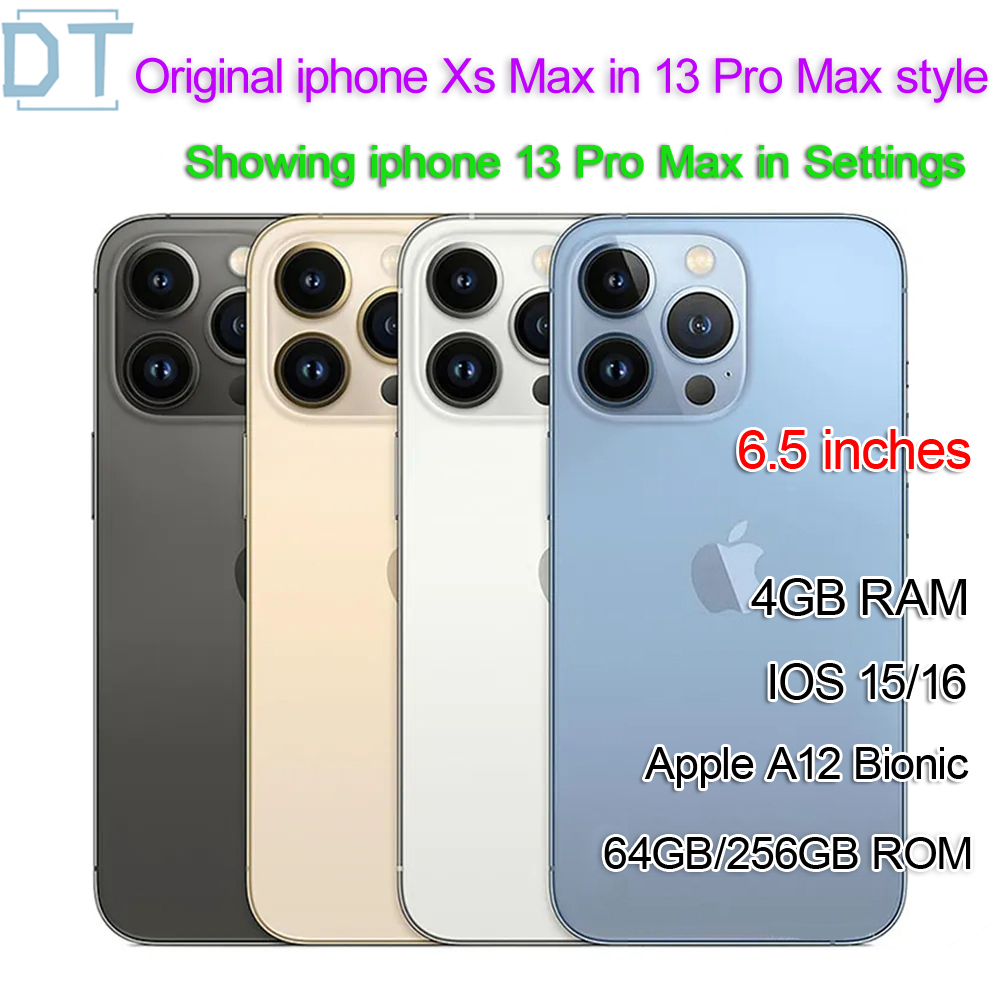 AApple Original iphone Xsmax in 13 pro Max style phone Unlocked with 13pro max box&Camera appearance 4G RAM 64GB ROM smartphone,A+Excellent Condition