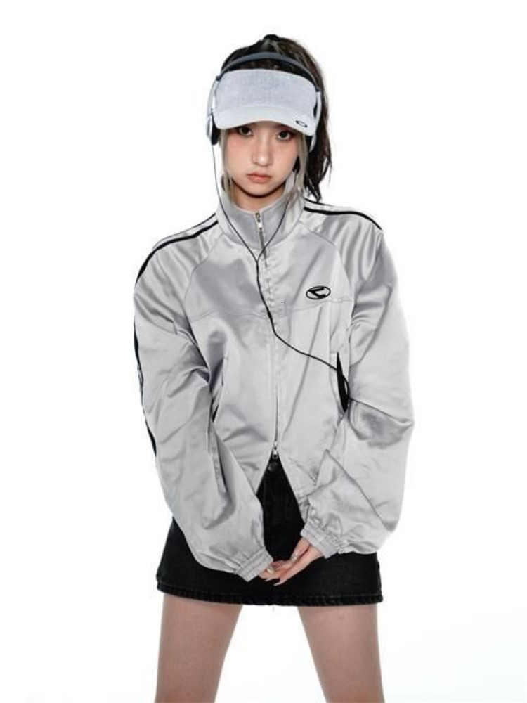 Women's Jackets Y2k Sexy Girls Jackets Streetwear Aesthetic All Match Double Zipper Korean Fashion Tops Vintage Patchwork Coats Women Harajuku 23