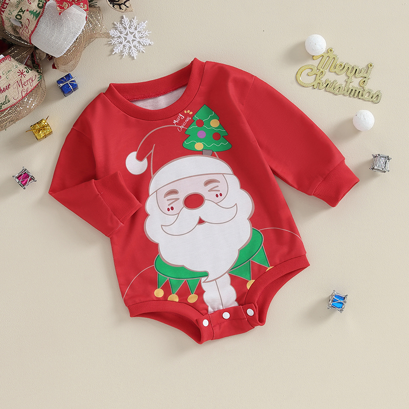 Rompers 0904 Lioraitiin 024M born Baby Boys Girls Sweatshirt Christmas Santa Claus Long Sleeve Jumpsuit Infant Clothes 230919