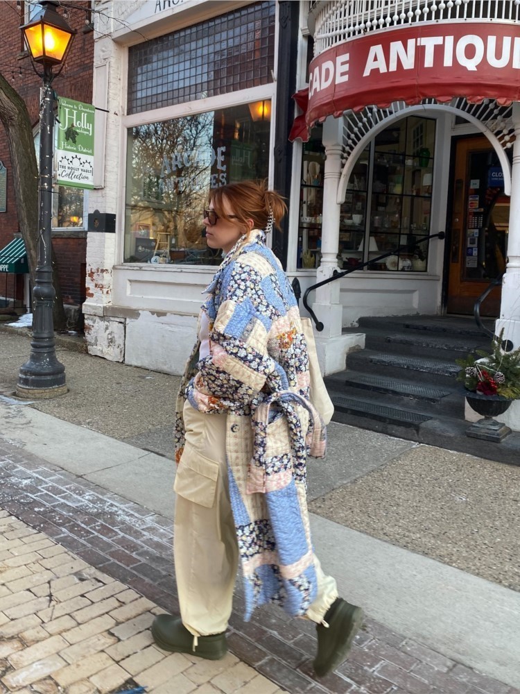 Women's Jackets Printed Floral Long Cotton Coat With Belt Women Long Sleeve Thicken Warm Jacket Winter Fashion Female Street Outwears 230919