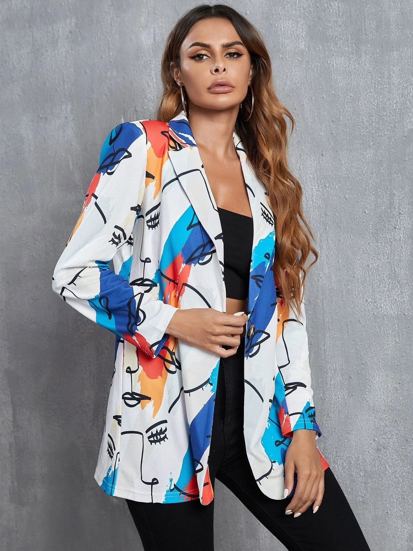 Women's Suits Blazers Autumn Fashion Position Printed Women's Jacket Coats Casual Slong Sleeve Slim Cropped Blazer 230920