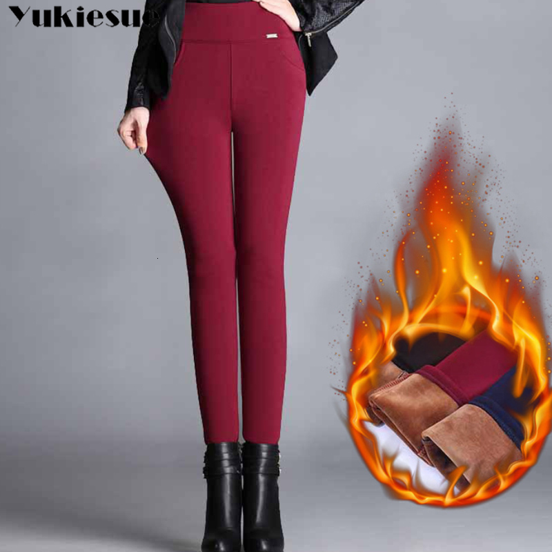 Women's Pants Capris Women Winter Warm women's pants Velvet Thick Trousers High Waist Elastic Mother Stretch pencil Pants clothes 5XL 6XL 23