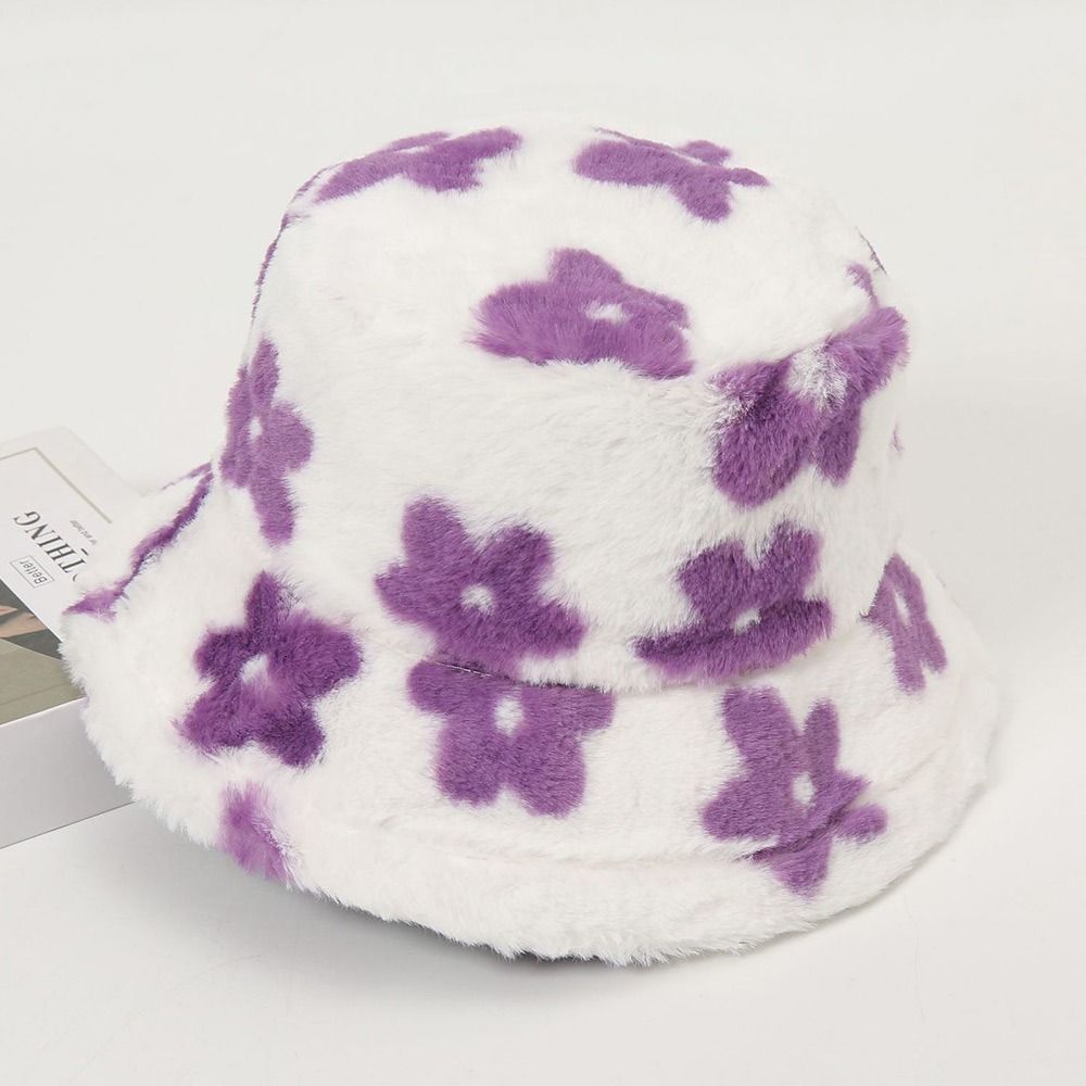 Wide Brim Hats Bucket Warm Hat Women s Autumn Winter Cap Flower Rabbit Fur Fisherman s Retro Knitted Wool Basin Gifts 230919