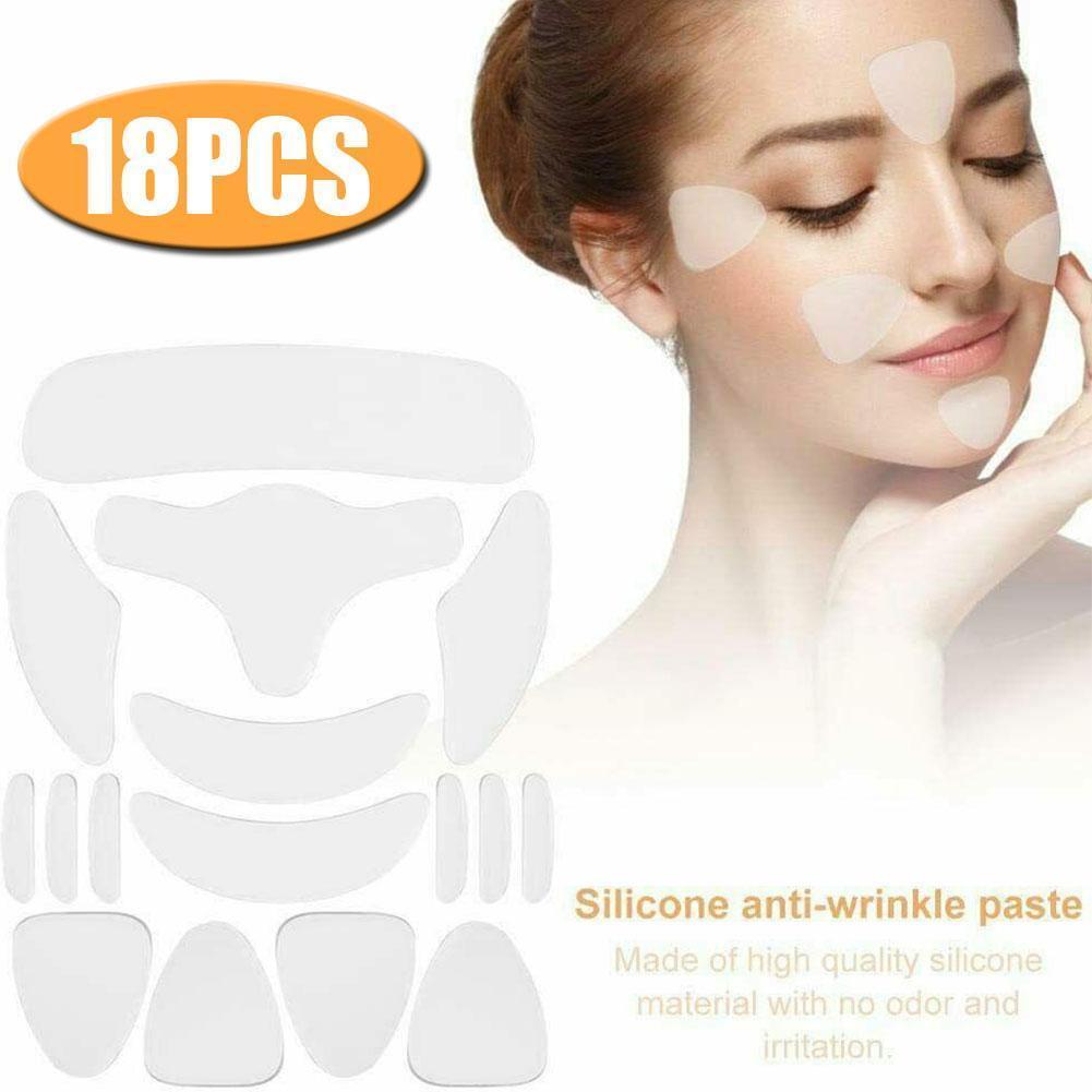 Face Massager 18 Skin Lifting Patches Reusable Silicone Anti-wrinkle Face Forehead Cheek Chin Sticker Anti Aging Wrinkle Remover Strips 230919