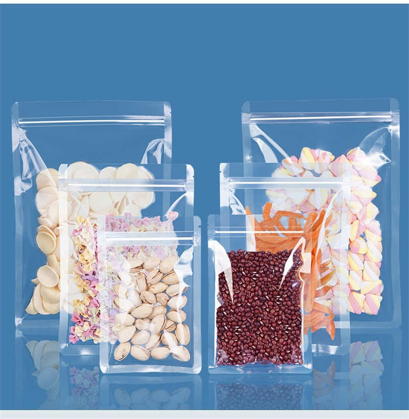 Flat Transparent Mylar Packaging Bags Sealing Clear Pouch For Food Cookies Chocolate Sugar Snack Coffee Bean Tea Dried Fruit Nuts Kernels Peanut Seeds
