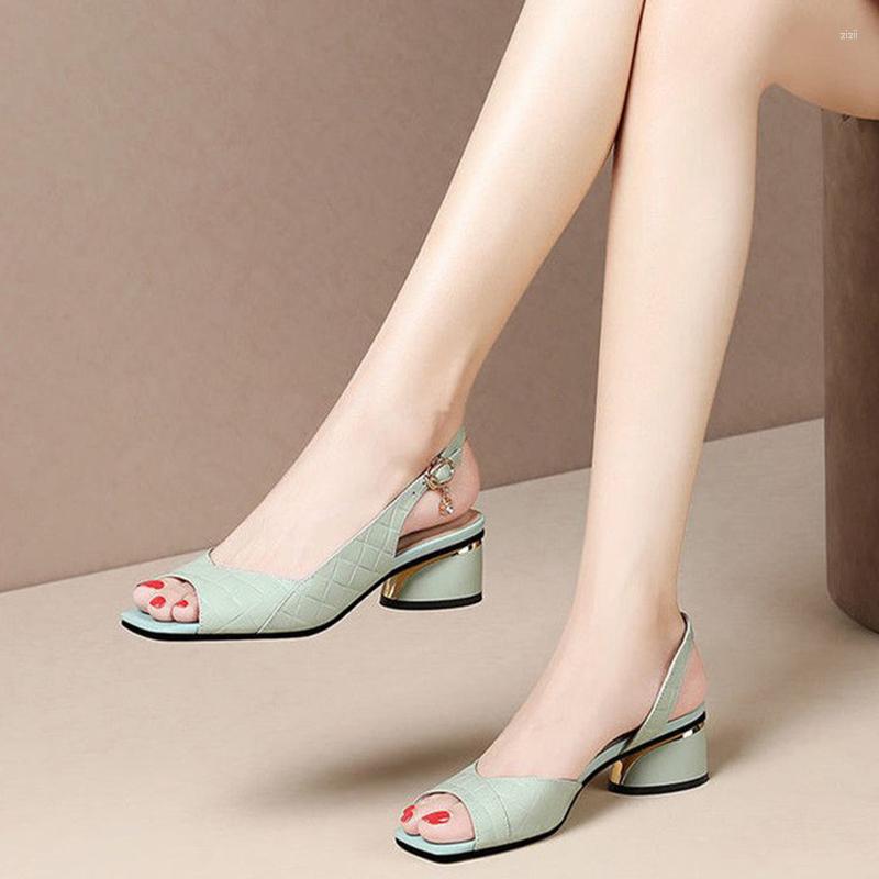 Dress Shoes Women Peep Toe Pumps Mid-heel Light Weight Green Slip On New Summer Lady Casual Escarpins Femme Tacones Mujer atillas 2023