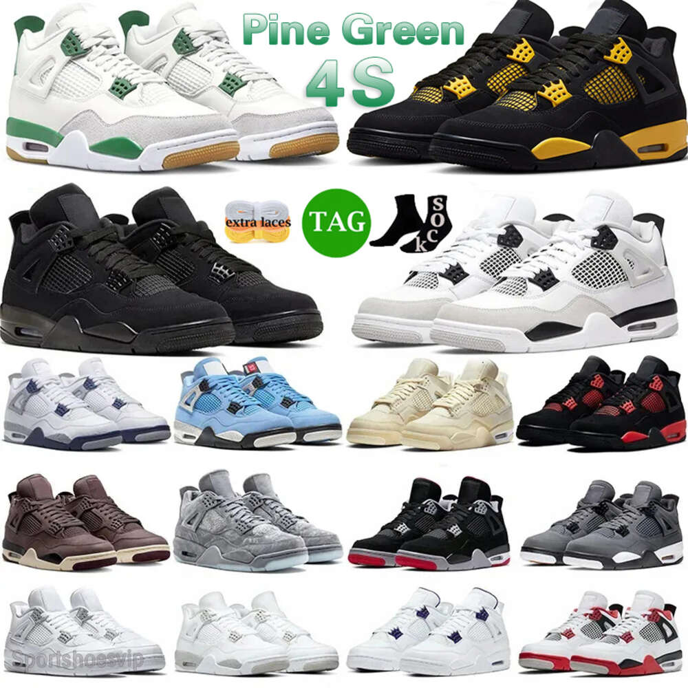 Pine Green Jumpman 4 4s Og Mens Basketball Designer Shoeswhite Oreo Black Canvas Black Cat Sail Metallic Purple Red Thunder Infrared University Blue Women Sneakers