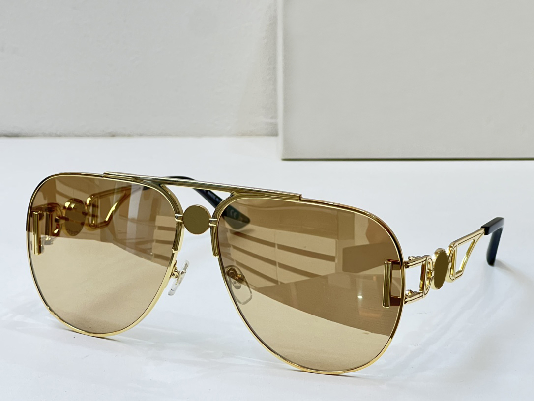 Pilot Sunglasses 2255 Gold/Clear Mirror Real Yellow Gold Lens Mens Women Designer Sunglasses Shades UV400 Eyewear with Box