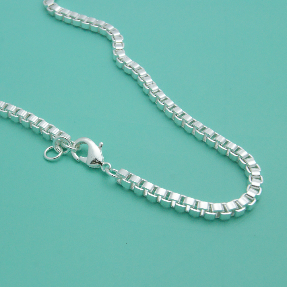 Chokers Classic Really 100% 925 Sterling Silver Box Chain Necklace Fashion Men Women 3mm 18-26 inch Choker Hip-hop Punk Jewelry 230920