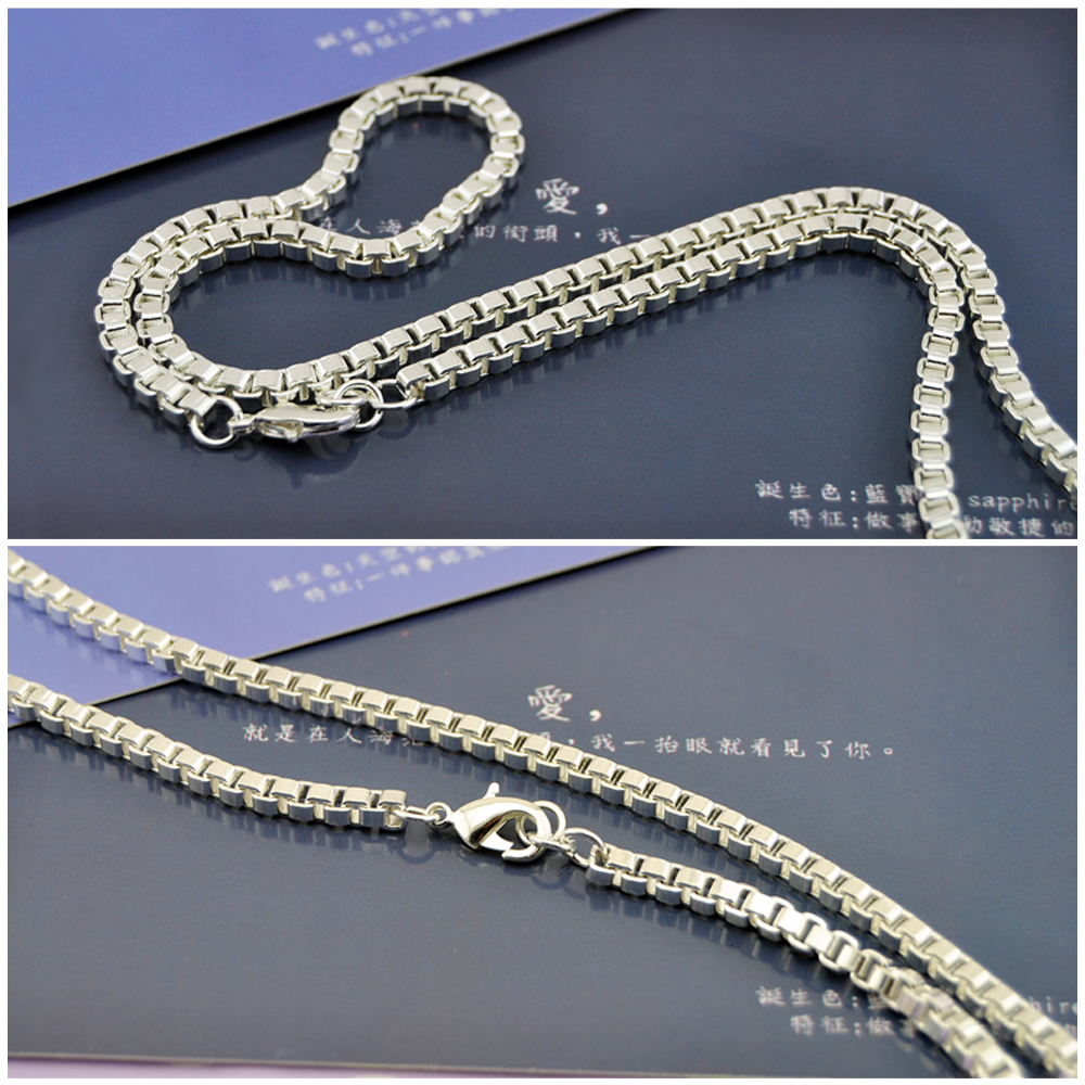 Chokers Classic Really 100% 925 Sterling Silver Box Chain Necklace Fashion Men Women 3mm 18-26 inch Choker Hip-hop Punk Jewelry 230920