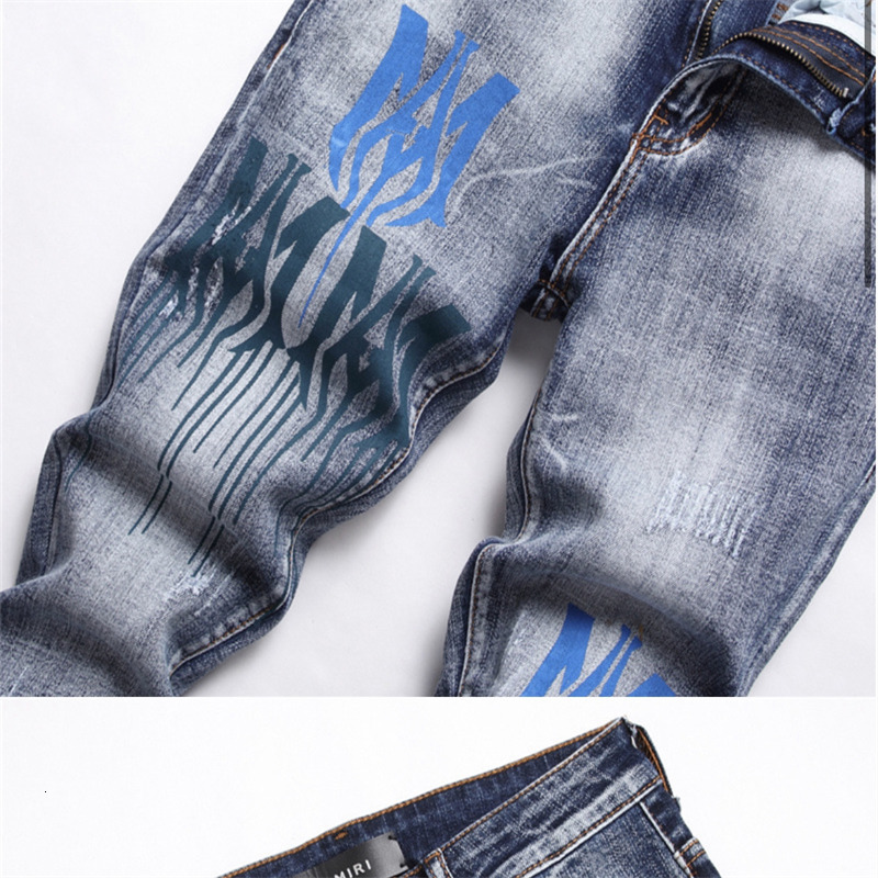 Mens Jeans EH MD Embroidered Cartoon Printed HighEnd Italian Style Soft Casual Cotton Elastic 3D Portrait Autumn And Winter23 230920