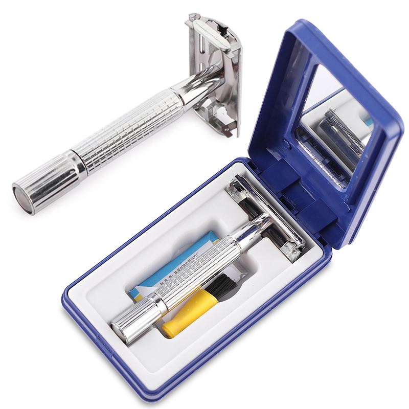 Razors Blades 1Set Double Edge Beard Hair Shaving Men's Traditional Classic Beard Razor Shaver Stainless Steel Safety Mens Trimmer BladesBox 2310