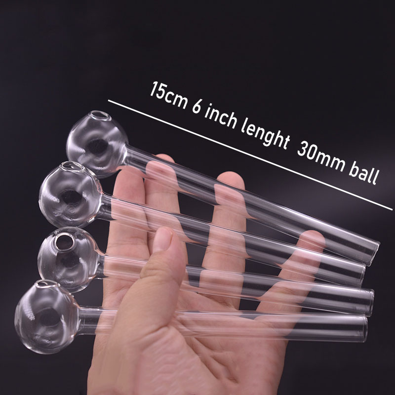 High Quality Big Size Great Pyrex Glass Oil Burner Pipe 15cm Lenght 6inch 30mm Ball Glass Pipe Oil Nail Best Smoking Pipe Tools Free Shipping