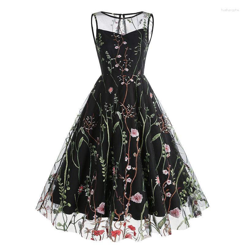 Casual Dresses Y2k Embroidery Retro Party Night Dress Summer Contrast Sexy Slim Fit Women High Waist Wedding Birthday Vestidos