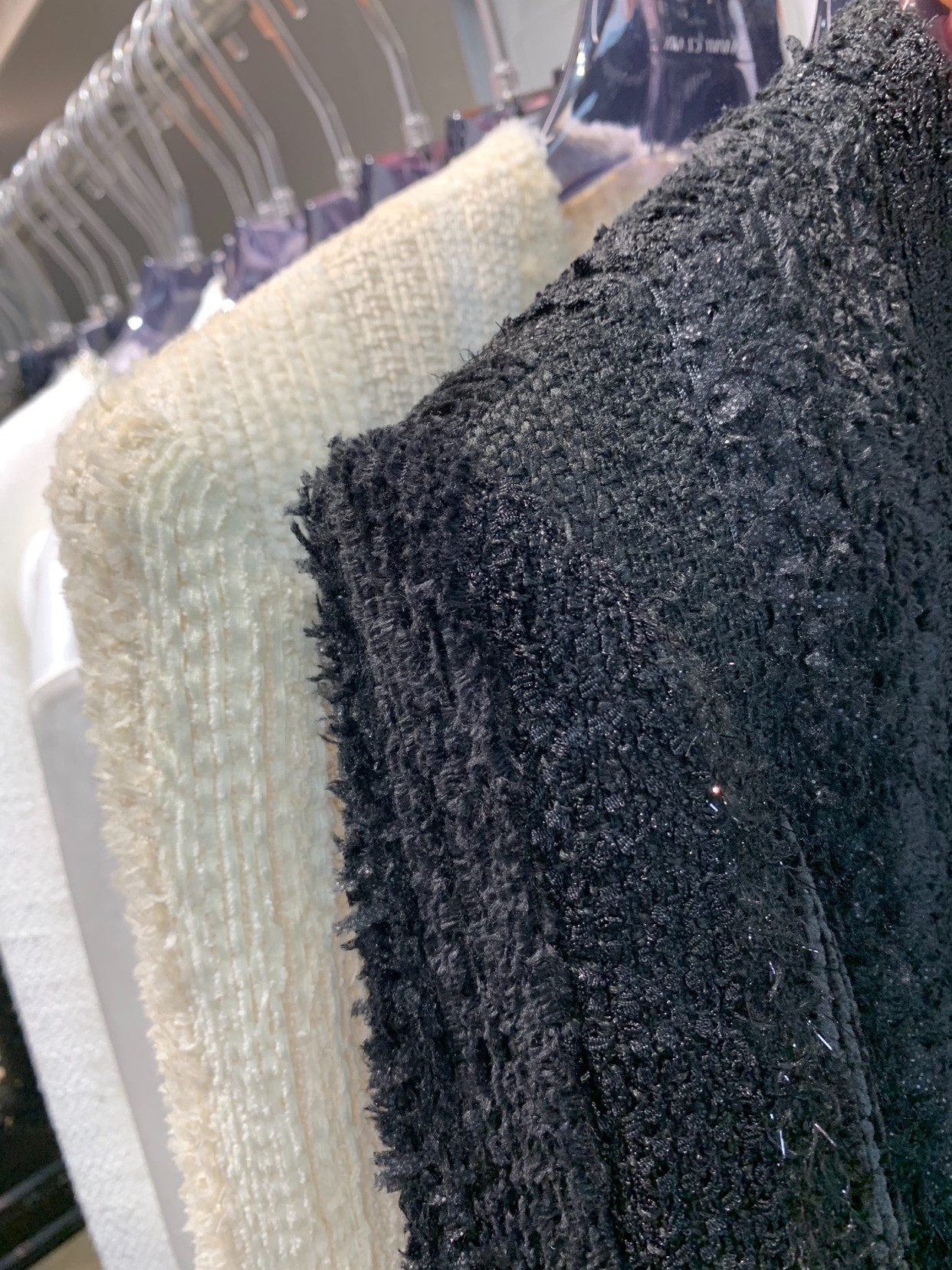 Womens o-neck tweed woolen double breasted ostrich fur sleeve fashion jacket SMLXL