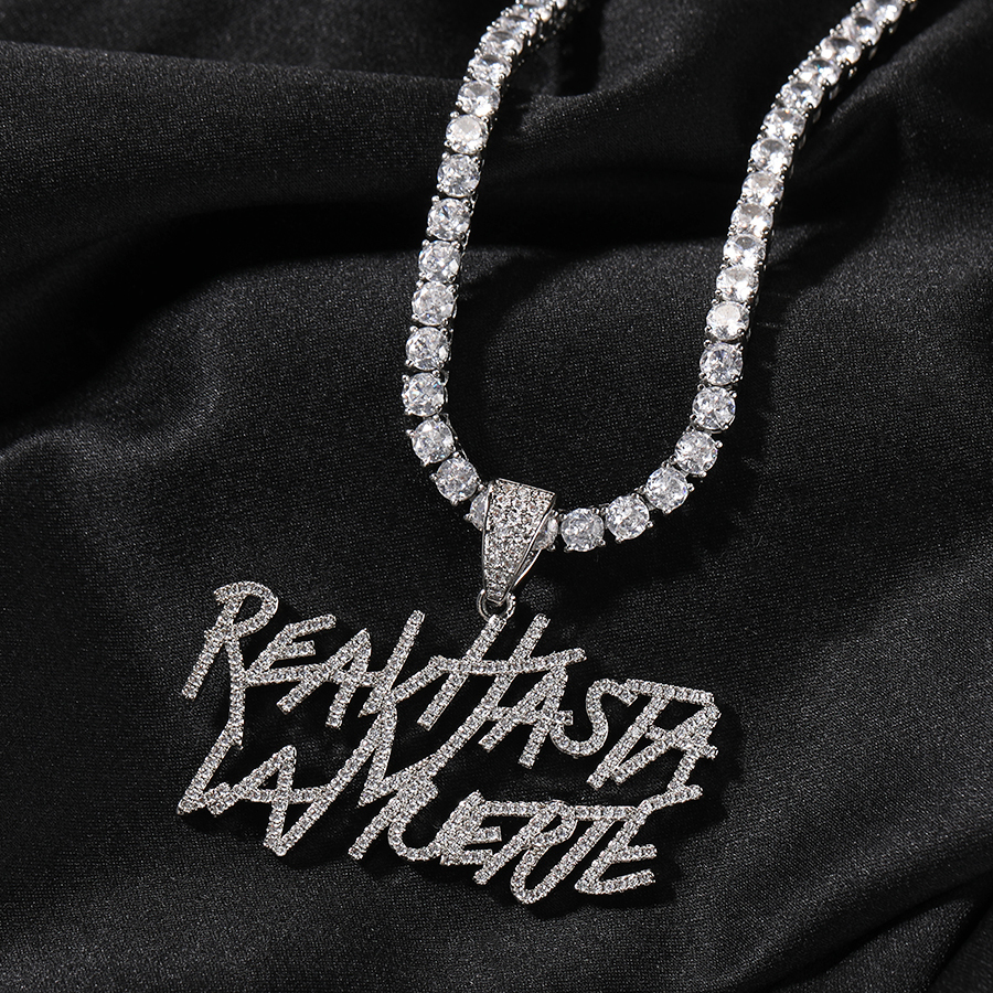 Chokers Uwin Rapper Anuel AA Real Hasta La Muerte Pendant CZ Necklaces For Women Man Hip Hop Jewelry 230920
