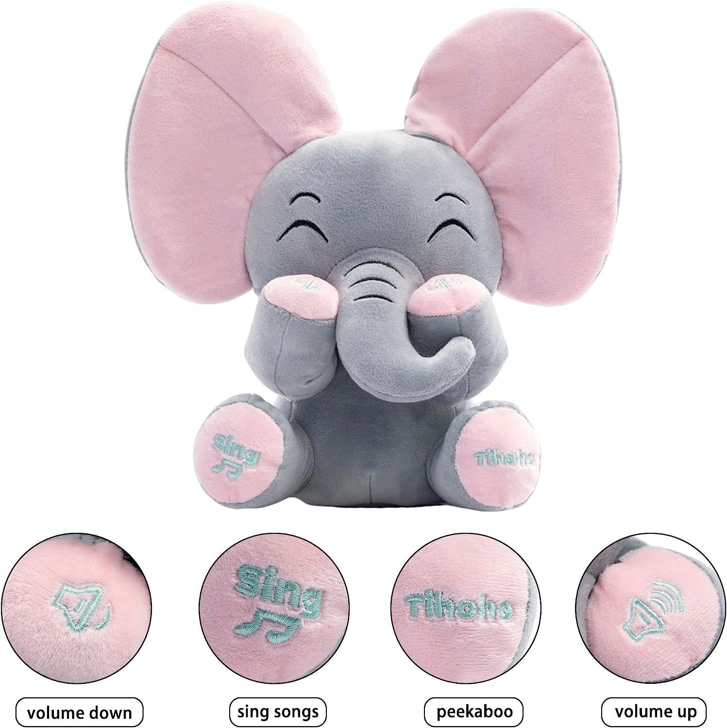 Plush Dolls A Boo Elephant Animated Talking Singing Elephant Plush Huggable Toy Baby Animated Elephant Plush Cute Toys Gift Stuffed Doll for 230921