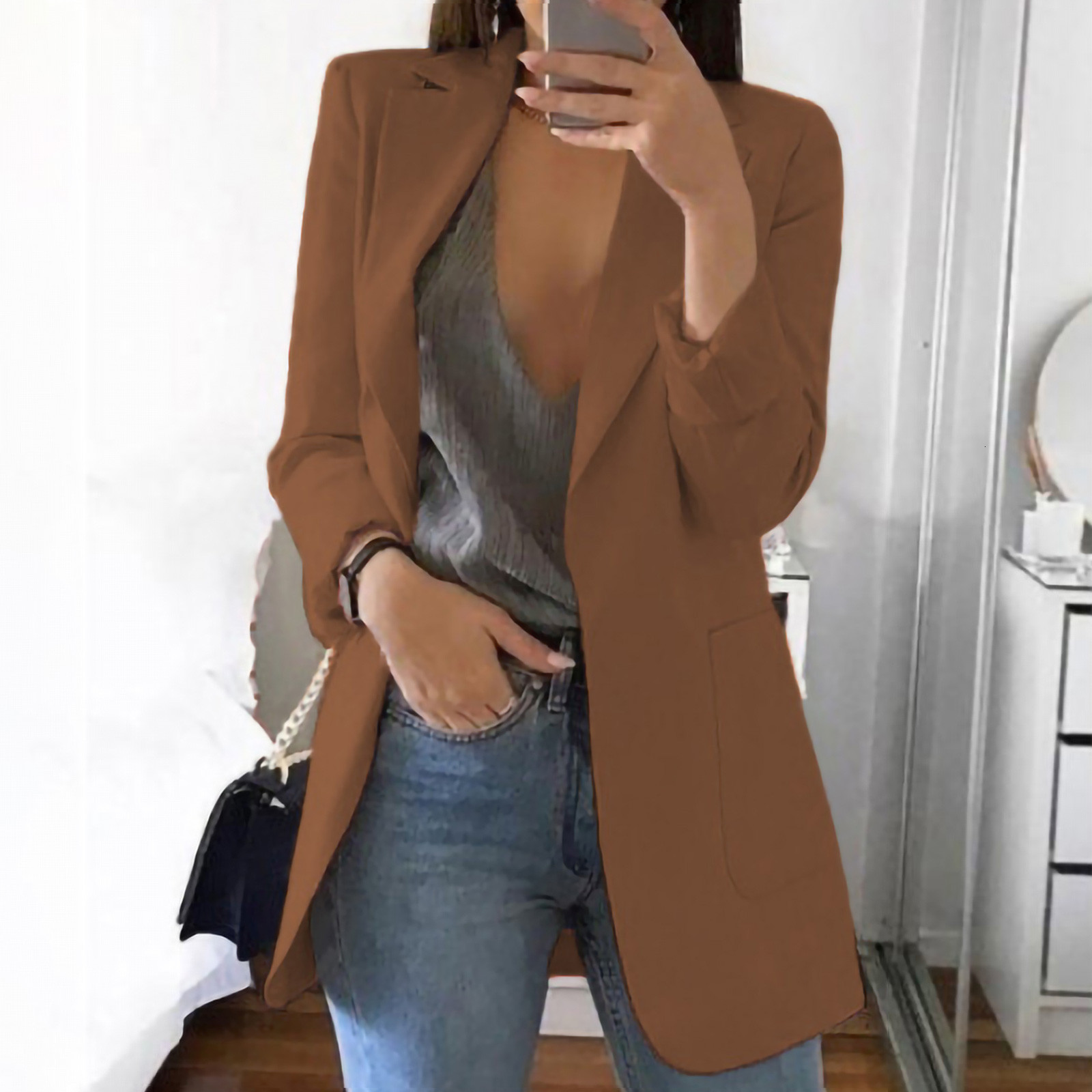 Women's Suits Blazers Women Long Sleeve Work Suit Office Lady Elegant Windproof Blazer Fashion Basic Trench Coat Coats 230920