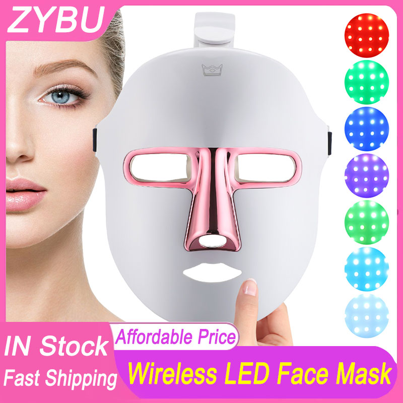 Newest Wireless Home Use 7 Colors Light LED Facial Mask Face Care Treatment Beauty Anti Acne Therapy Face Whitening Skin Rejuvenation Machine