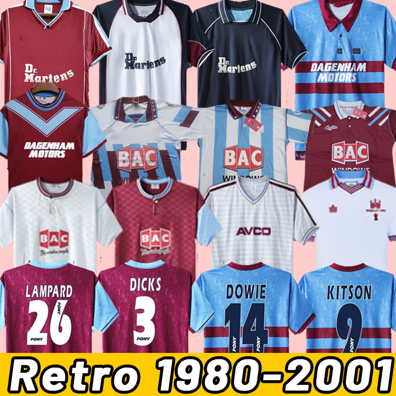 DI CANIO 1980 86 Wests Retro soccer jerseys Cole Lampard Dicks 1999 2000 2001 Classic United 99 00 Vintage Football Shirts HAM 93 94 1991 92 93 95 97 long sleeve home away