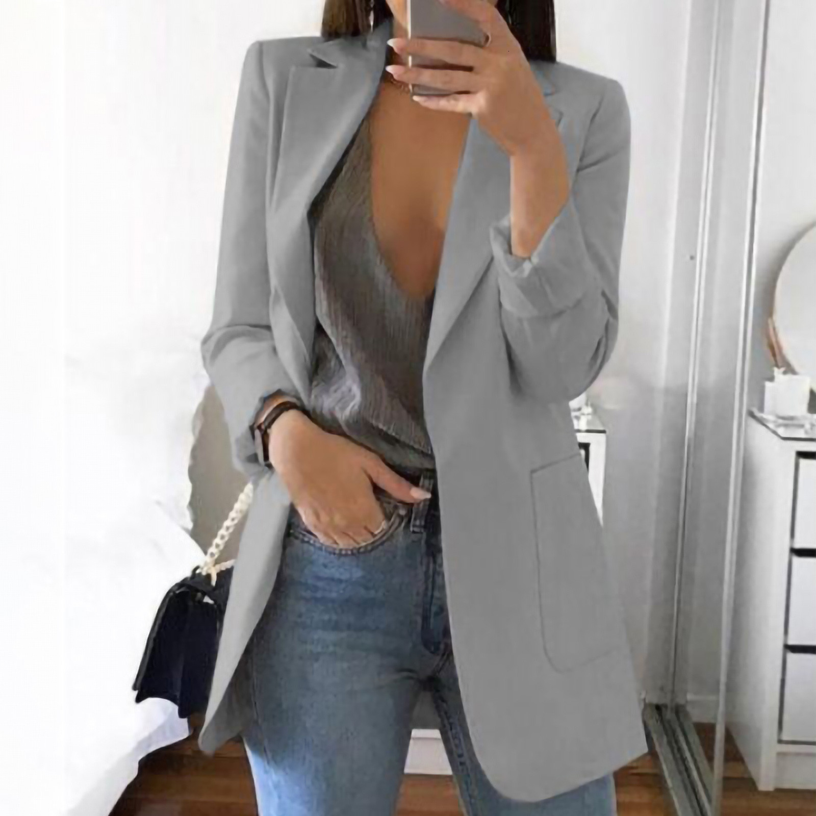 Women's Suits Blazers Women Long Sleeve Work Suit Office Lady Elegant Windproof Blazer Fashion Basic Trench Coat Coats 230920