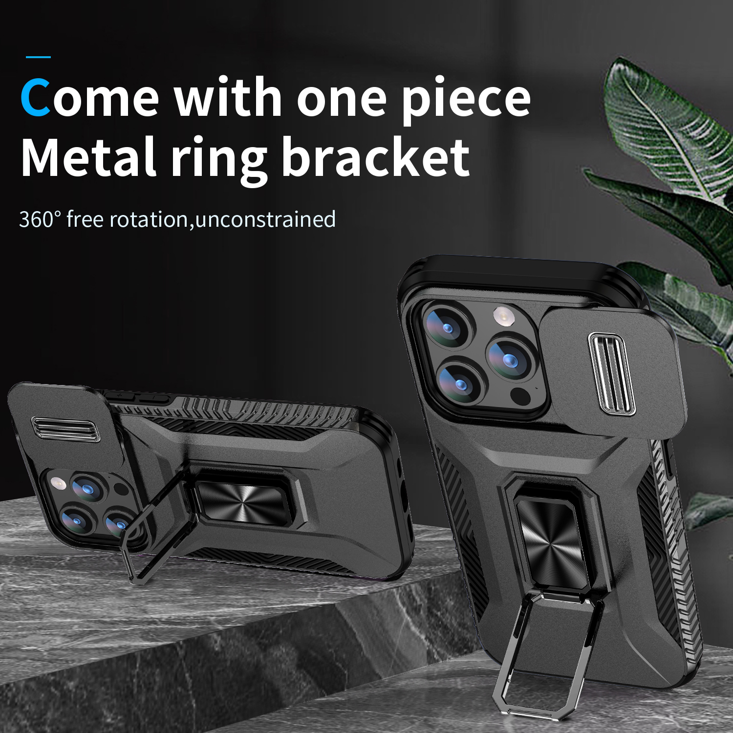 Reaper Rugged Armor Case Slide Camera Ring Stand Cover For iPhone 16e 16 15 14 13 12 11 Pro Max Samsung S25 Edge S23 FE S24 Ultra A06 A16 A26 A36 A56 