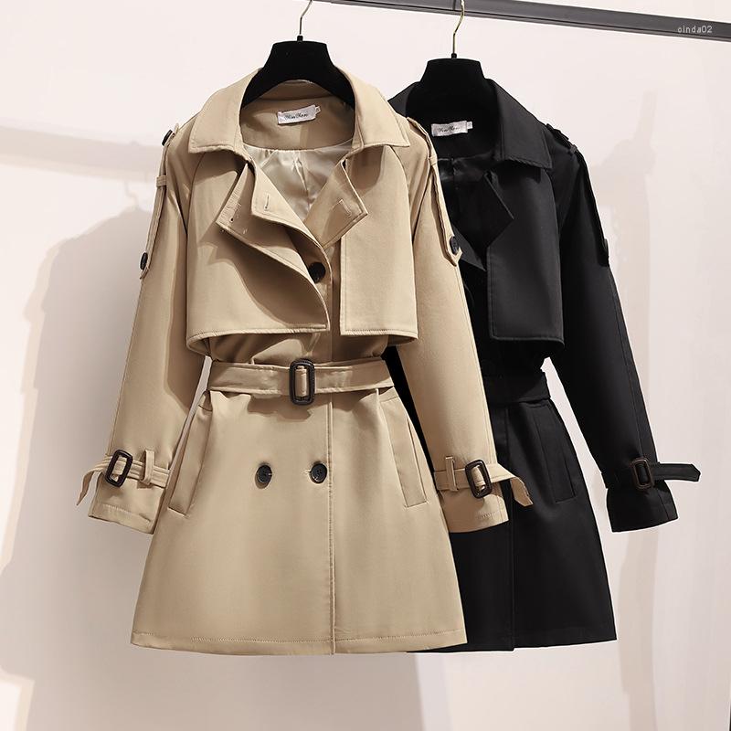 Women's Trench Coats Autumn Women Short Coat Double Breasted Belt Casual British Jacket Windbreaker Loose Overcoat