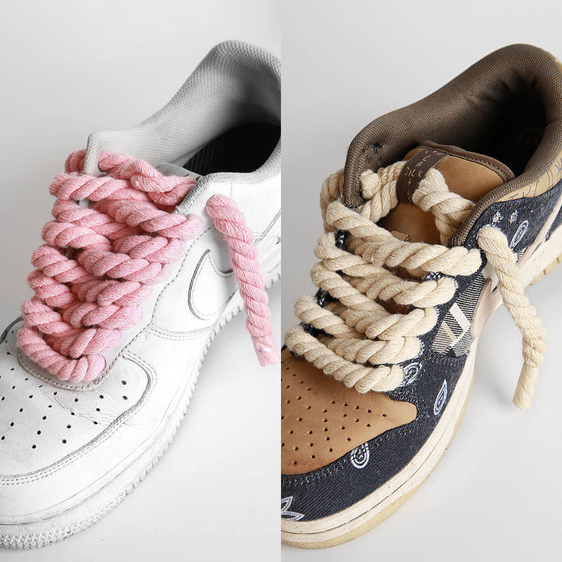 Shoe Parts Accessories 2 pairset Vintage DIY Linen Cotton Weaving Style Bold Shoelaces Lowtop Canvas Green Shoes laces Women Men Dropship 230921