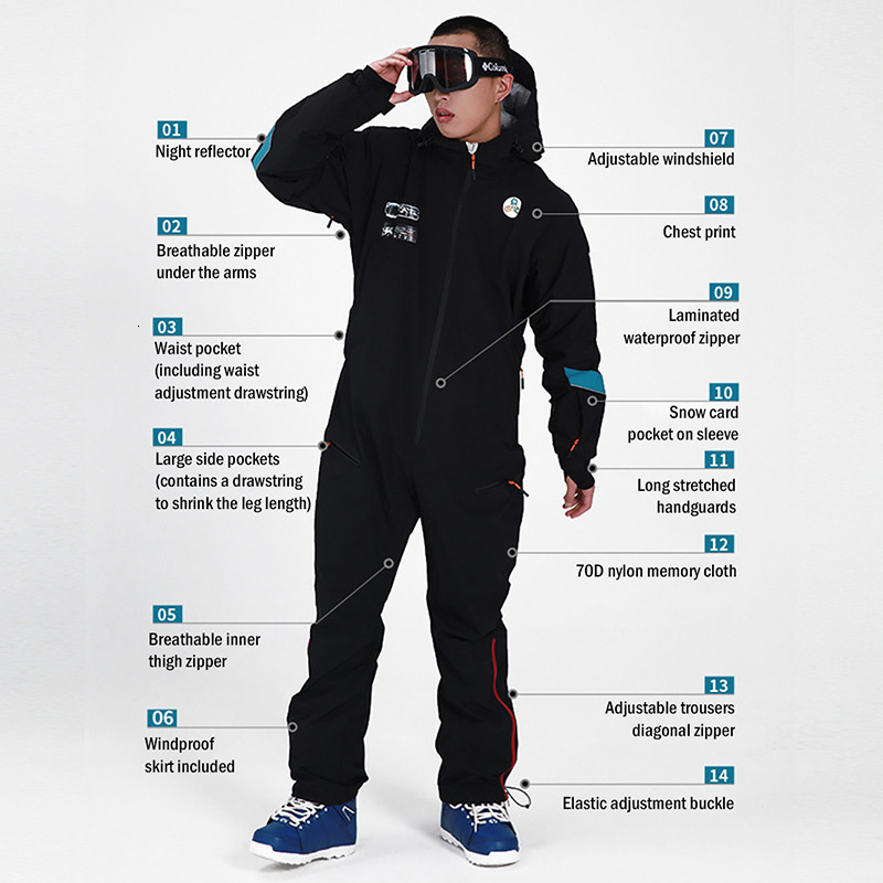 Skiing Suits Men Ski Thickened Insulation Snowboarding Onepiece Jumpsuits Outdoor Windproof Waterproof Snow Clothing Sets 230920