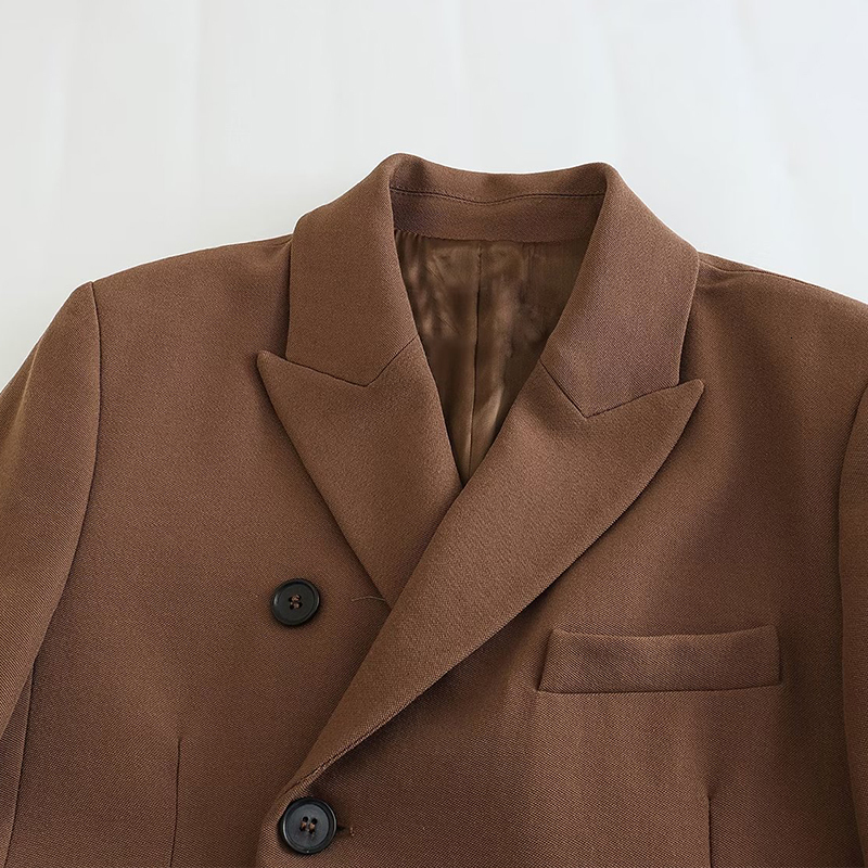 Womens Two Piece Pants Women Double Breasted Blazer Set Fashion Ladies Coffee Jacket High Waist Female Straight Pant Casual Chic Suit for 230921