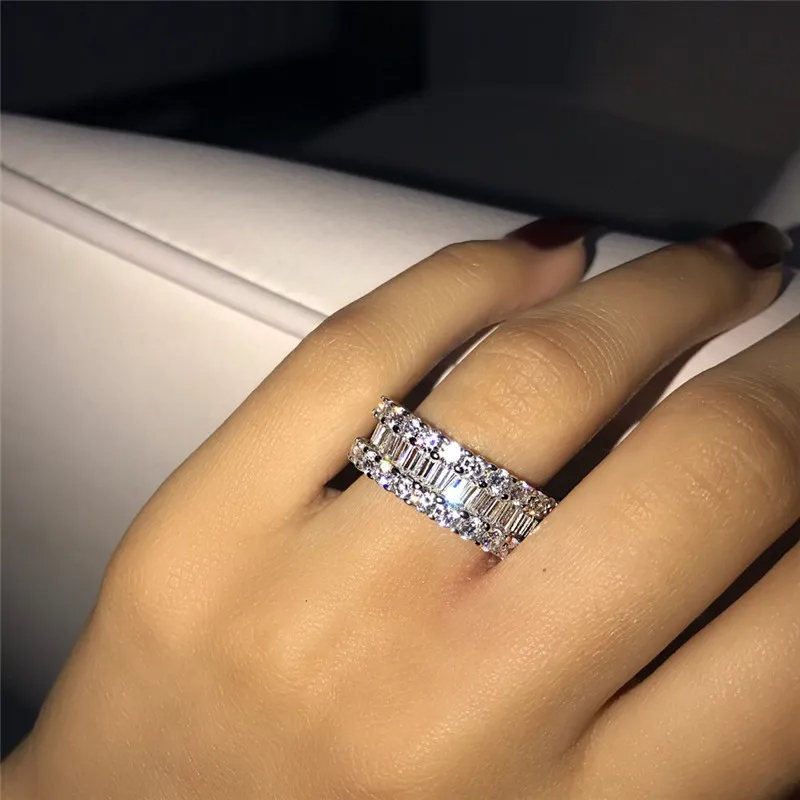 designer jewelry Moissanite dia ring Vecalon Lustre Promise Wedding Band Ring Top quality Sterg Sier VVS Dia Engagement rings for women men