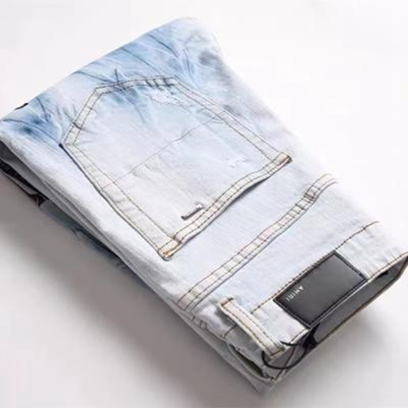 Mens Jeans Y2k Mens Star Embroidery High Street Ripped Punk Style Streetwear Pants for Man Slim Stretch Pencil Pantalones 230921