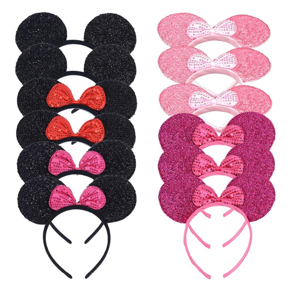 Halloween Toys 12pcs Mouse Ears Headbands Rose Sequin Bow Hallowee Birthday Bachelor Party Favors Kids Girls Boys Mom Hair Accessories 230920