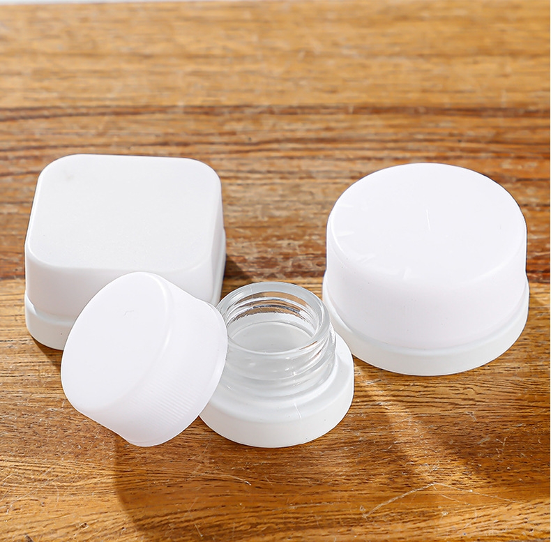 5ml 5g Round Square Mini Glass Pot Wide Mouth Screw Lid Smell Proof Clear Black Frosted Storage Tub for Concentrate Spice Balm Oil Packaging - view 6