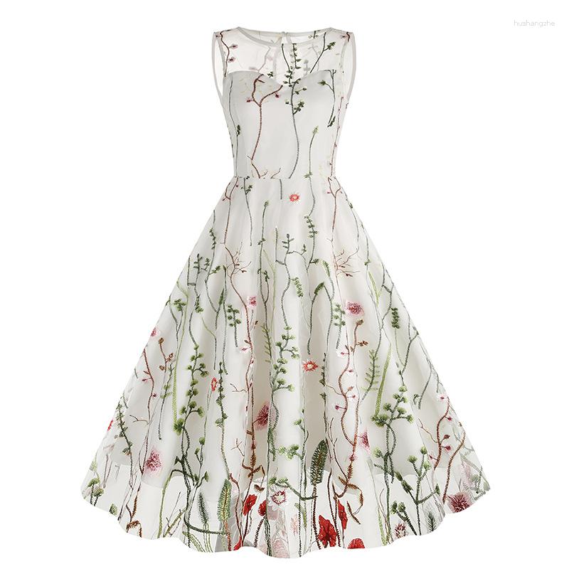 Casual Dresses Y2k Embroidery Retro Party Night Dress Summer Contrast Sexy Slim Fit Women High Waist Wedding Birthday Vestidos