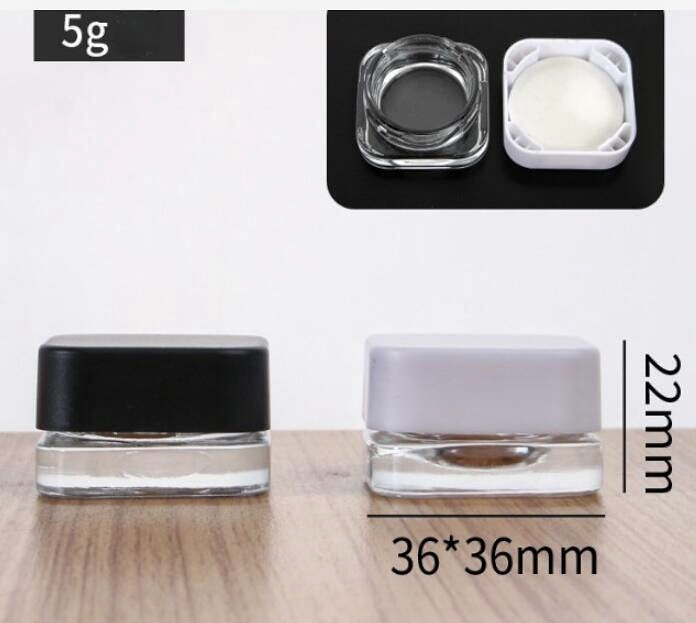 5ml 5g Round Square Mini Glass Pot Wide Mouth Screw Lid Smell Proof Clear Black Frosted Storage Tub for Concentrate Spice Balm Oil Packaging - view 7