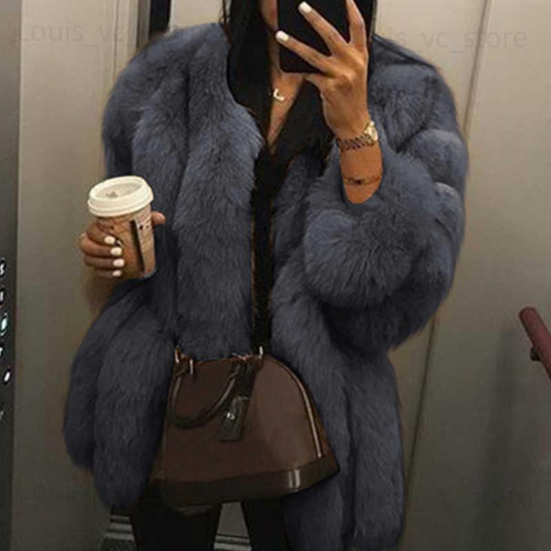 Womens Fur Faux Fur Women Winter Fall Fashion Faux Fur Coat Solid Short Warmth Clause Jackets Ladies Long Puff Sleeve Outerwear Elegant Streetwear T23