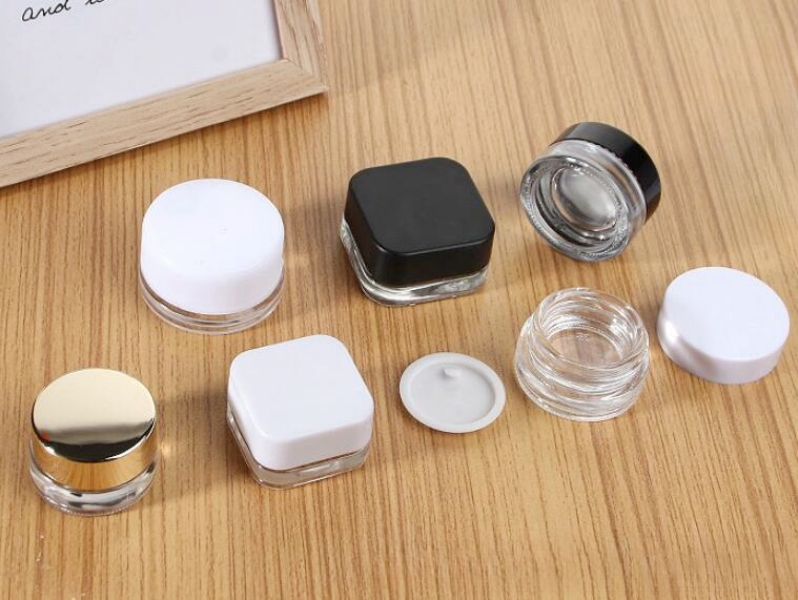 5ml 5g Round Square Mini Glass Pot Wide Mouth Screw Lid Smell Proof Clear Black Frosted Storage Tub for Concentrate Spice Balm Oil Packaging - view 8