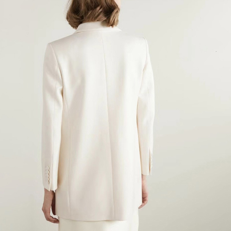 Women's Suits Blazers 2023 Autumn and Winter Classic Basic Silk Wool Blend Onebutton White Suit Top for Women 230920