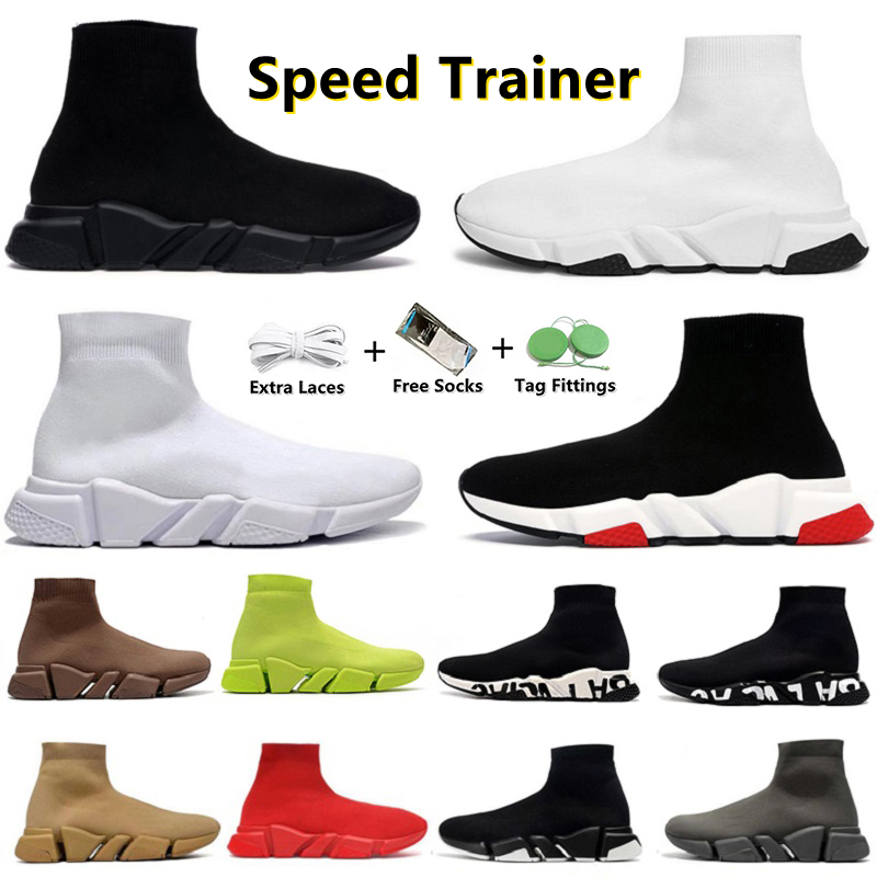 Sock Speed Casual Shoes Trainer Men Women Knit Sneaker Mesh Fashion Triple Black White Red Pink Green Neno Oreo Red Yellow Graffiti Dark Navy Mens Sports Sneakers 36-45