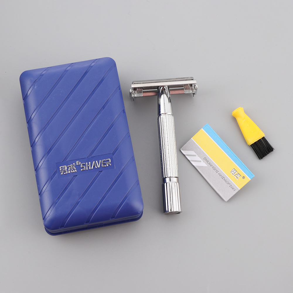 Razors Blades 1Set Double Edge Beard Hair Shaving Men's Traditional Classic Beard Razor Shaver Stainless Steel Safety Mens Trimmer BladesBox 2310