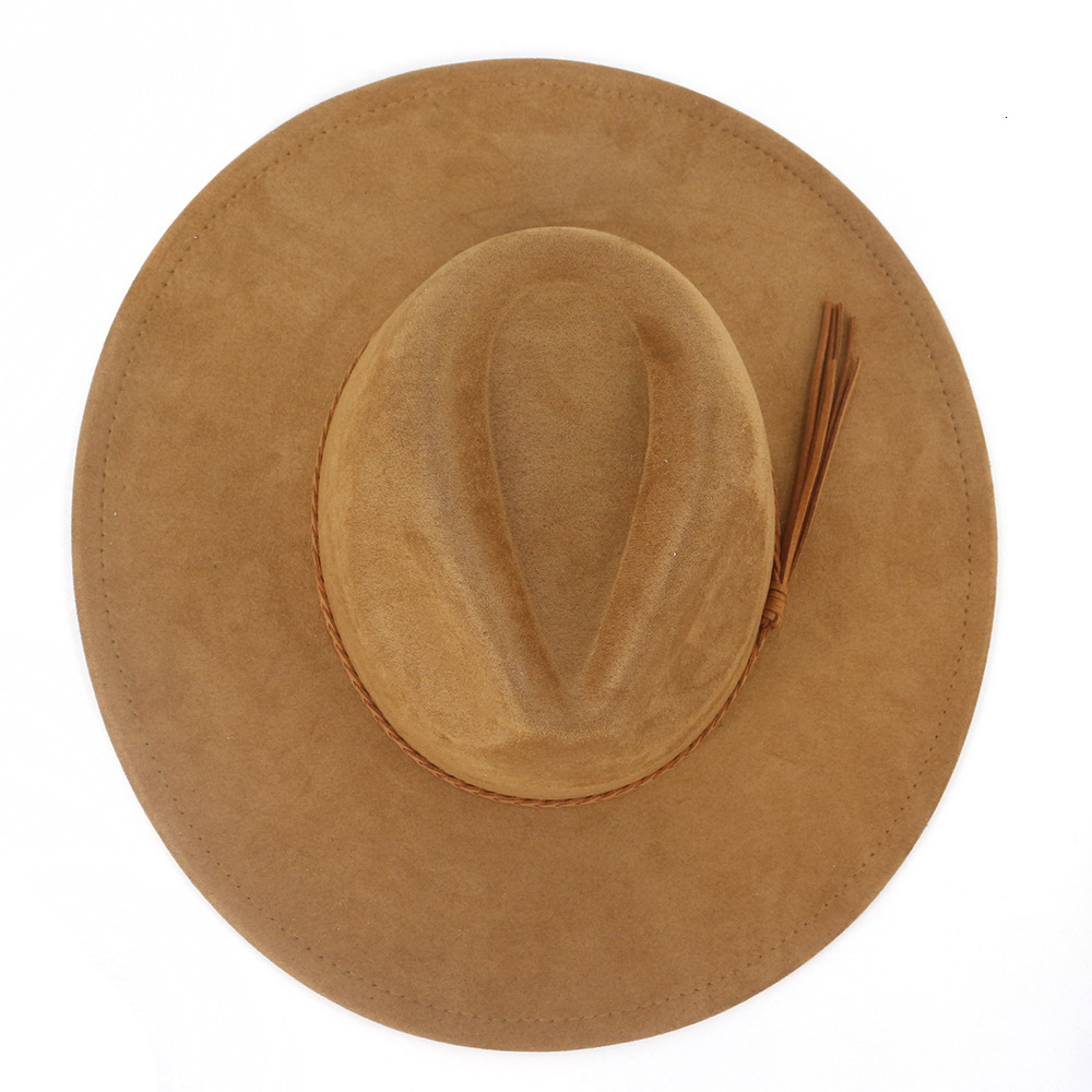 Wide Brim Hats Bucket Hats Suede Top Hat 9.5cm Wide Brim Fedora Hat Men Women Autumn Winter Felt Jazz Hats Classic Church Fedoras Chapeau Sombrero Muj
