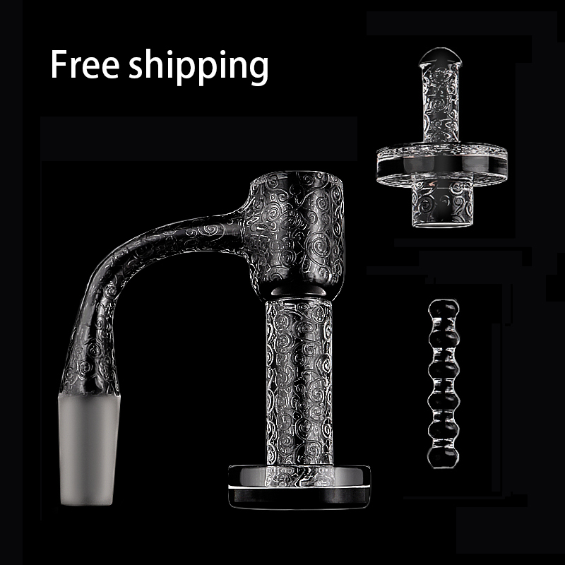 Sandblasted Full Weld Quartz Terp Slurper Bangers set Beveled Edge Nails with Quartz Cap 20mm OD
