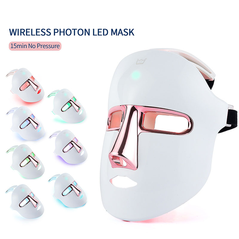 Most Popular Wireless Facial Skin Care Machine Face 7 Color LED Light Photon Red Light Therapy led facial Mask Skin Rejuvenation Face Whitening Wrinkl